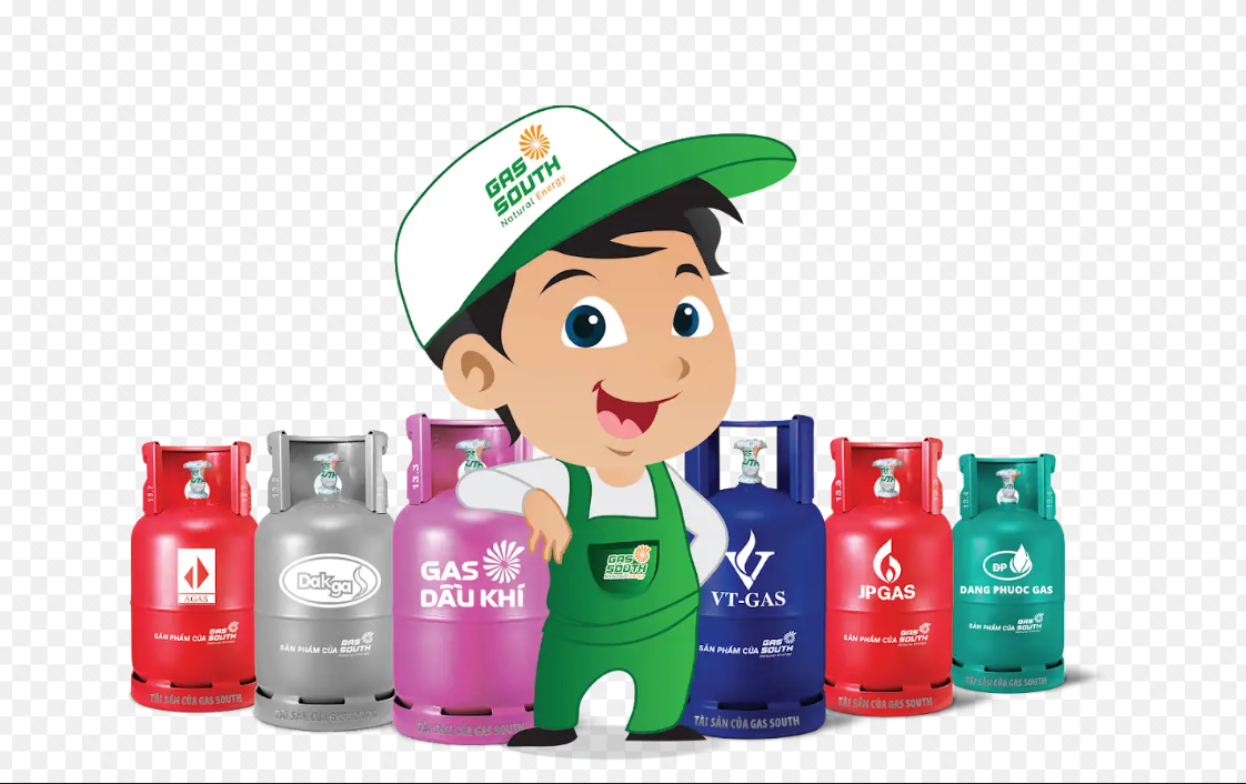 A cartoon of a child standing next to a group of gas cylinders

Description automatically generated