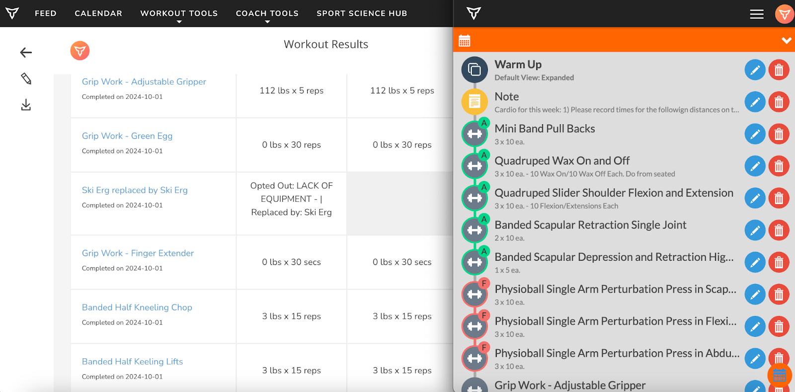 Workout Results and Programming