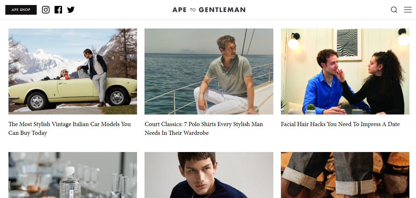 Ape To Gentleman homepage - one of the best blogs for men