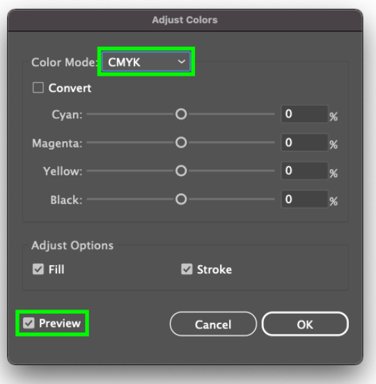 CMYK feature color adjusting 
