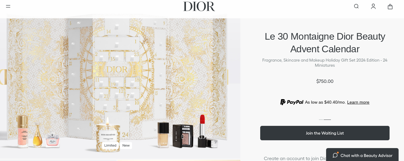 Dior advent calendar