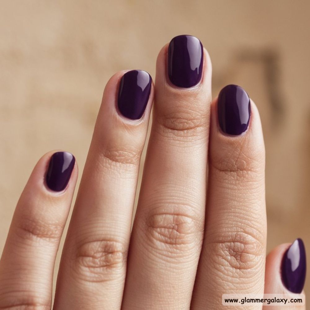 Korean fall nails having Royal Dark Purple
