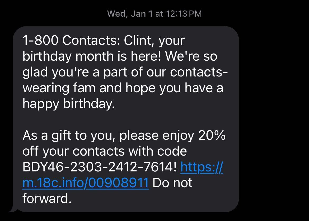 birthday marketing text example