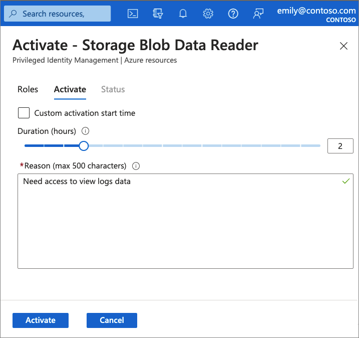 Screen capture showing the activation step.