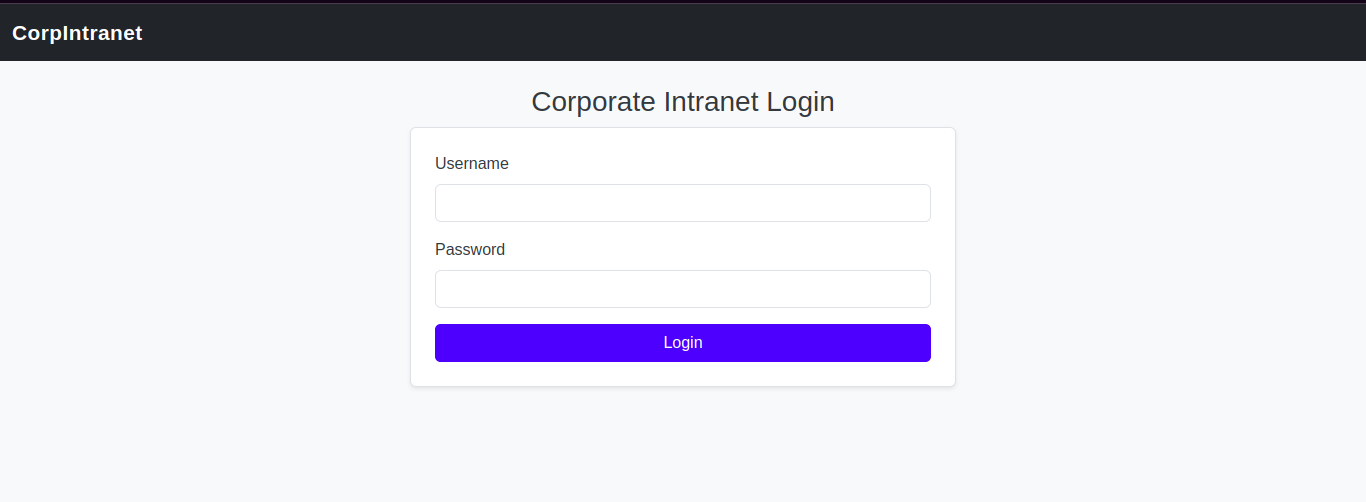 Login form for a corporate intranet, featuring input fields for username and password, along with a login button.