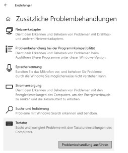 Klicken Sie auf „Problembehandlung ausführen“