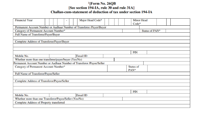 How To Download And Fill Form 26QB For TDS Payment On Purchase/Sale Of Property