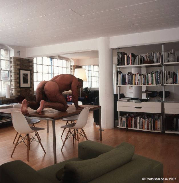 gay male posing naked on all fours on the kitchen table showing off his horny butt ready for cock and gay sex near you