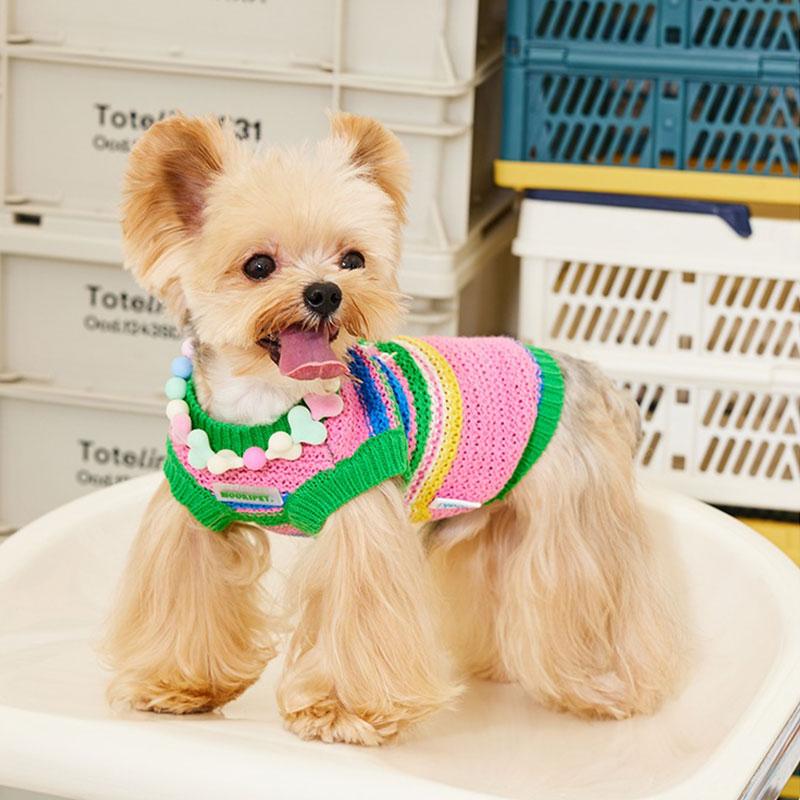 Rainbow Knit Dog Sweater Vest (6)