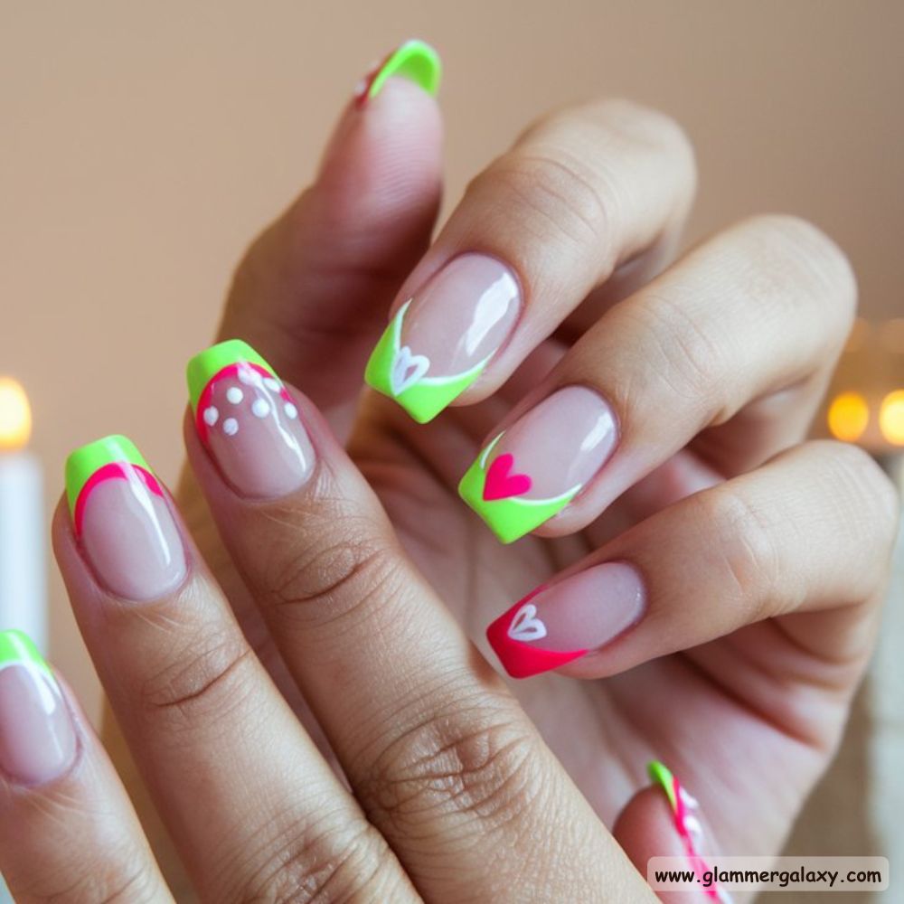 Birthday Nail Designs having Colorful French Tip Nails
