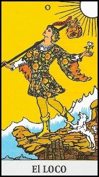 El loco del tarot. Arcano cero (0) o sin número. Rider Tarot