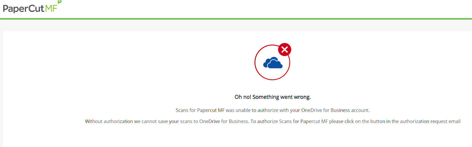 Screenshot of the error message " Oh no! Something went wrong"