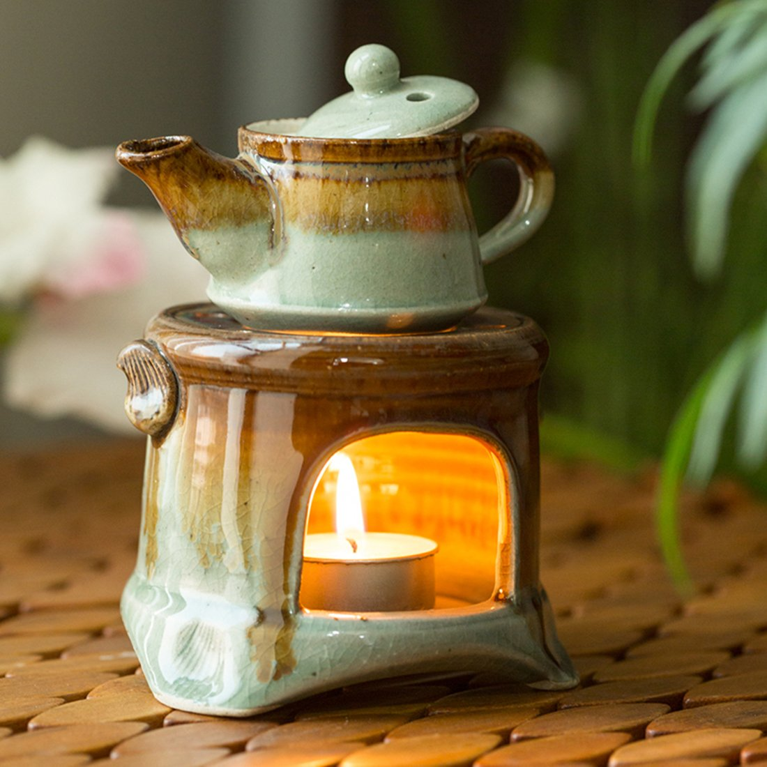 ExclusiveLane Studio Pottery Ceramic Scented Oil Burner Aroma Diffuser and Tealight Candle Holder