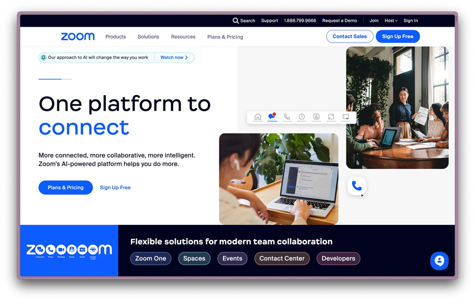  Zoom homepage