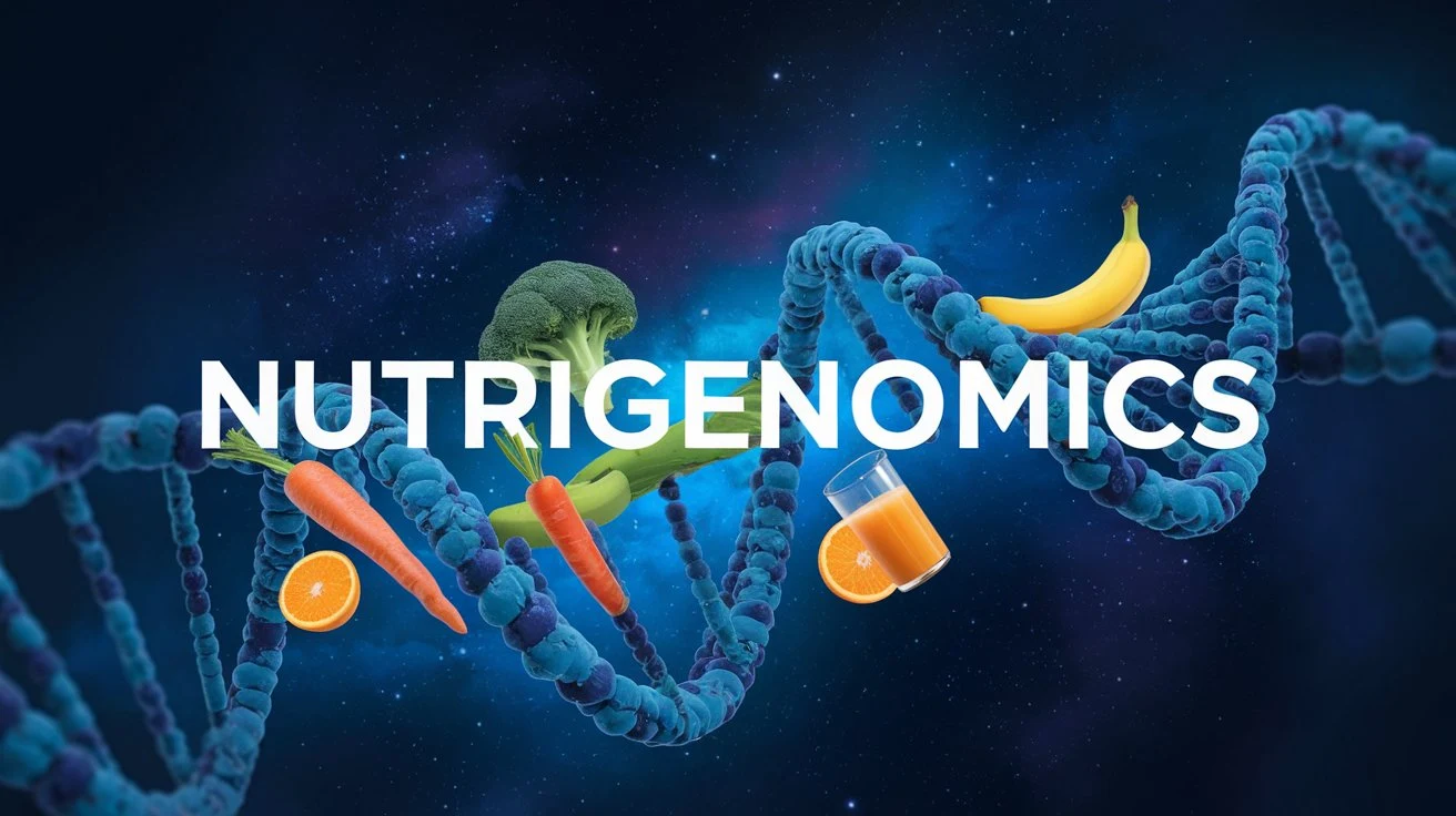 DNA Strand with Healthy Foods