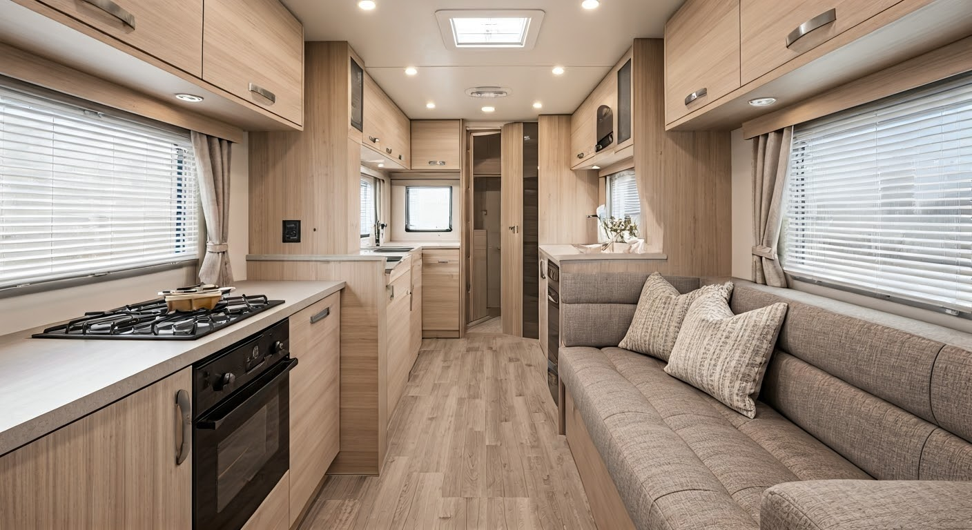 Interior of a family retreat caravan