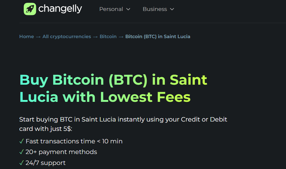  Changelly homepage