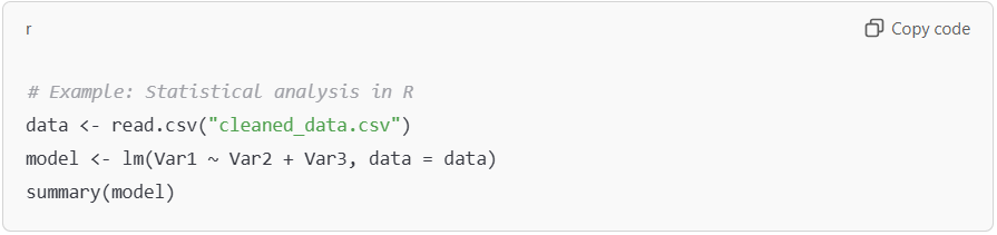 Code for statistical analysis in R.