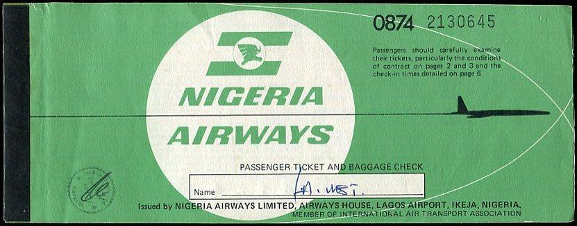 A Nigeria Airways boarding pass