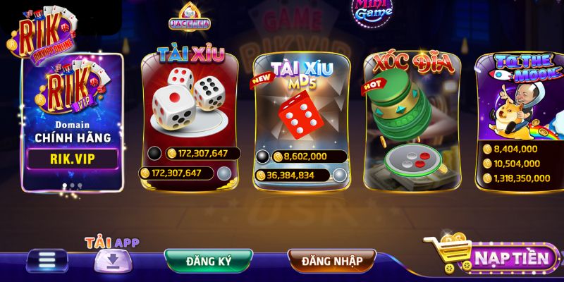 Thiết kế cổng game bài RIKVIP đẹp mắt