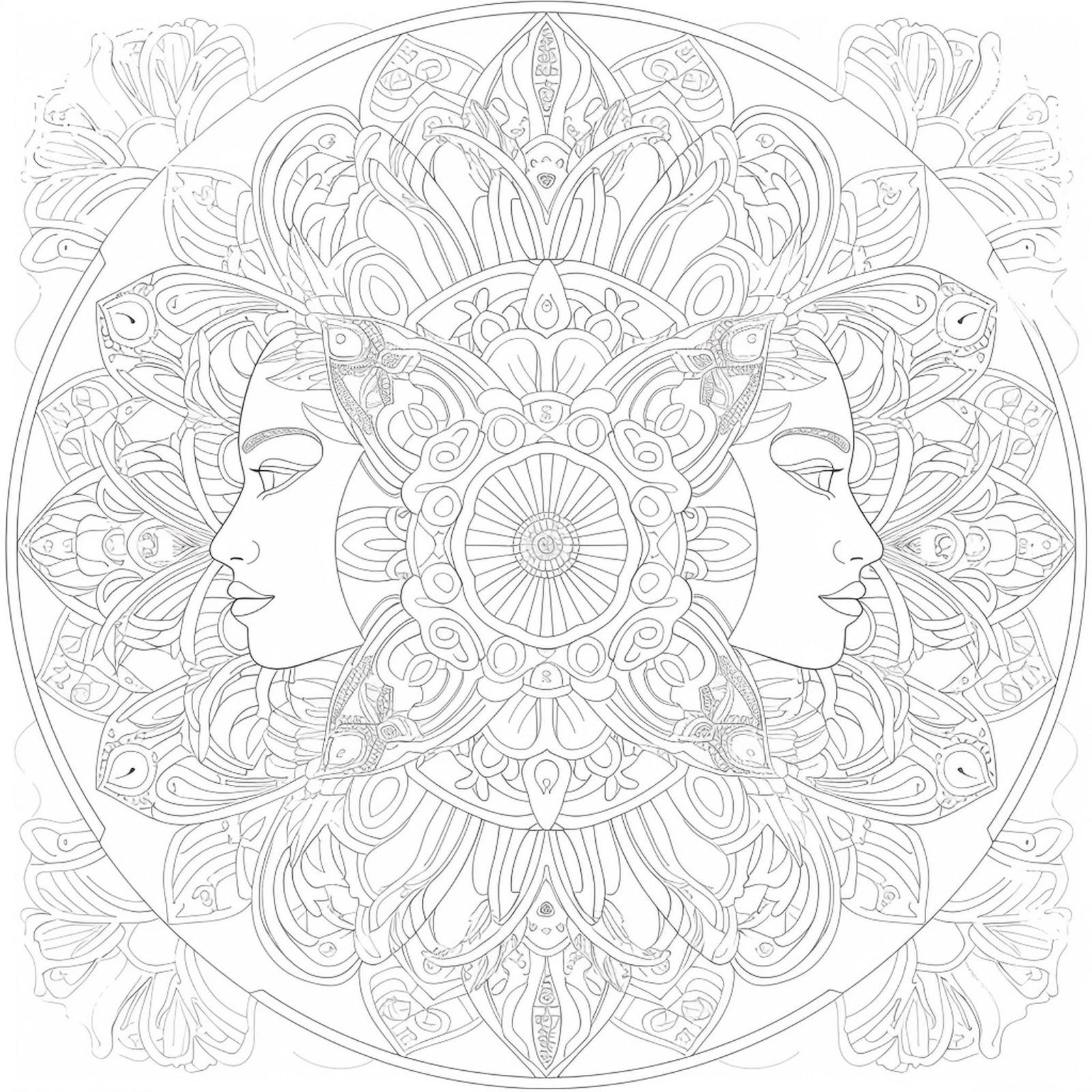 Gemini Mandala Coloring Page