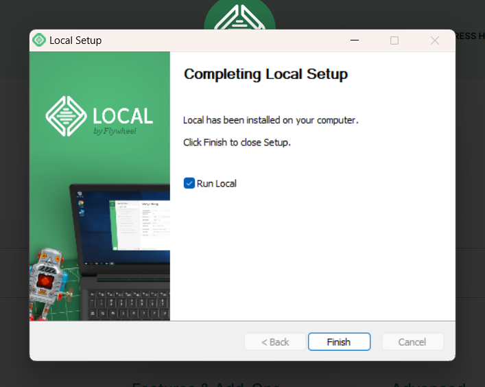 Completing LocalWP set up