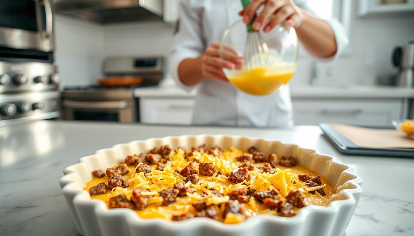 Sausage Quiche Assembly