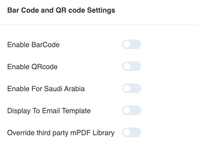 Bar Code and QR code Settings