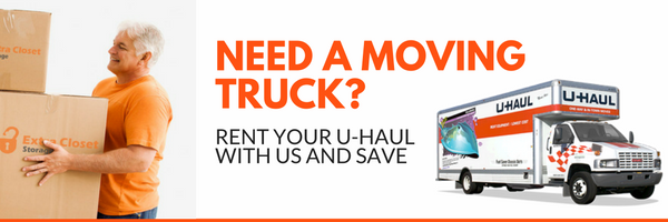 Personal Mini Storage promotional banner showing that we offer on-site U-Haul rentals, offering one-stop shopping and convenience for furniture storage in Mid-Florida.