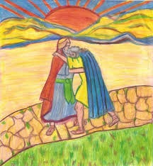 Jacob hugs Esau cartoon