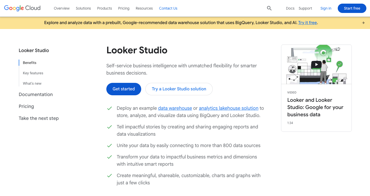 Looker Studio homepage