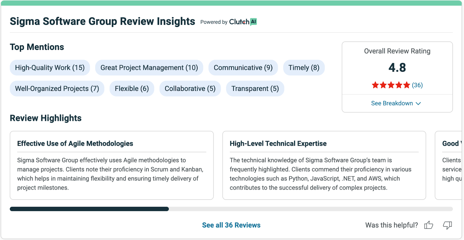 Sigma Software Clutch reviews