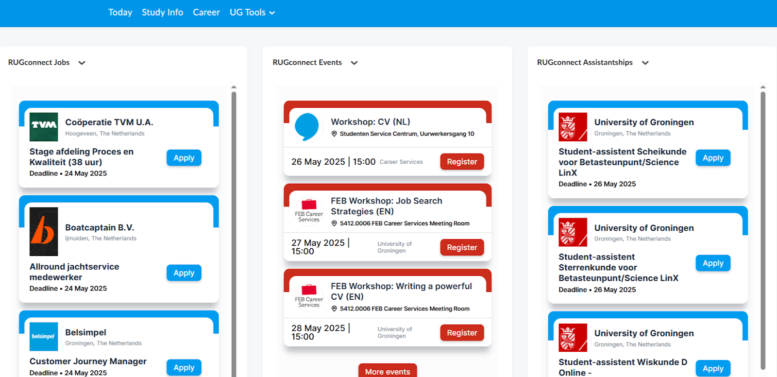 RUG Connect Dashboard