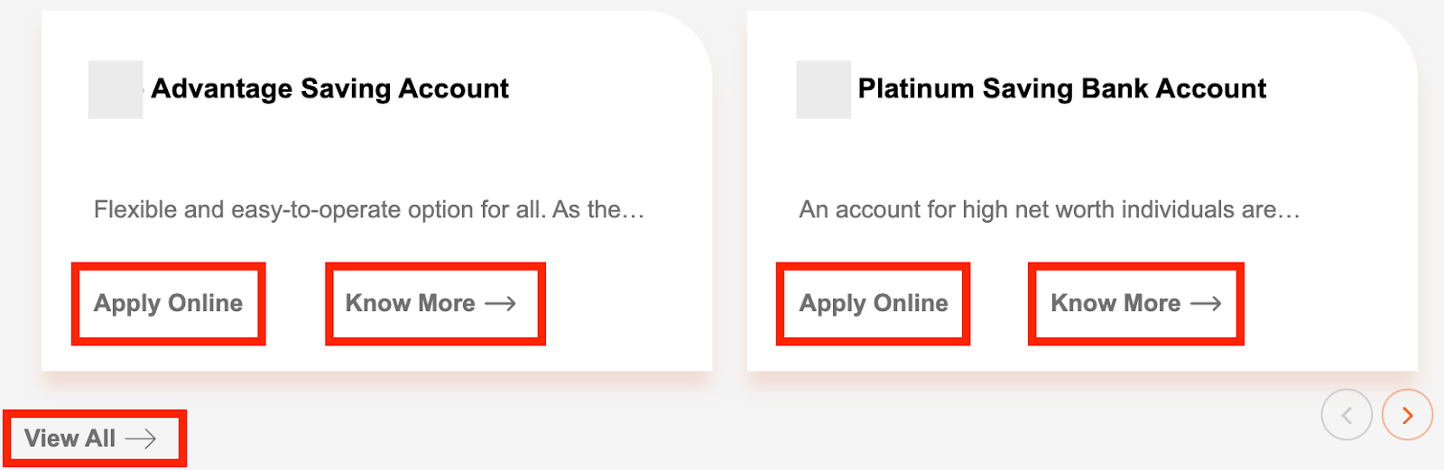 Advantage and Platinum saving account information