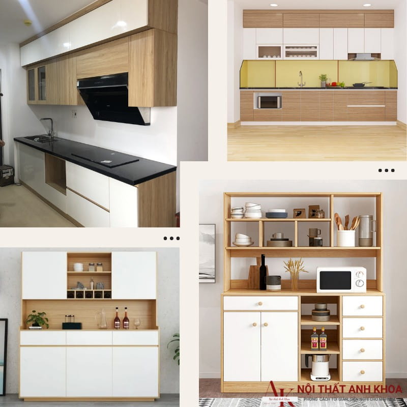 Tủ bếp gỗ công nghiệp phủ lớp melamine giá tốt