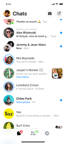 Messenger Inbox ads embedded in a user's chat history—Source