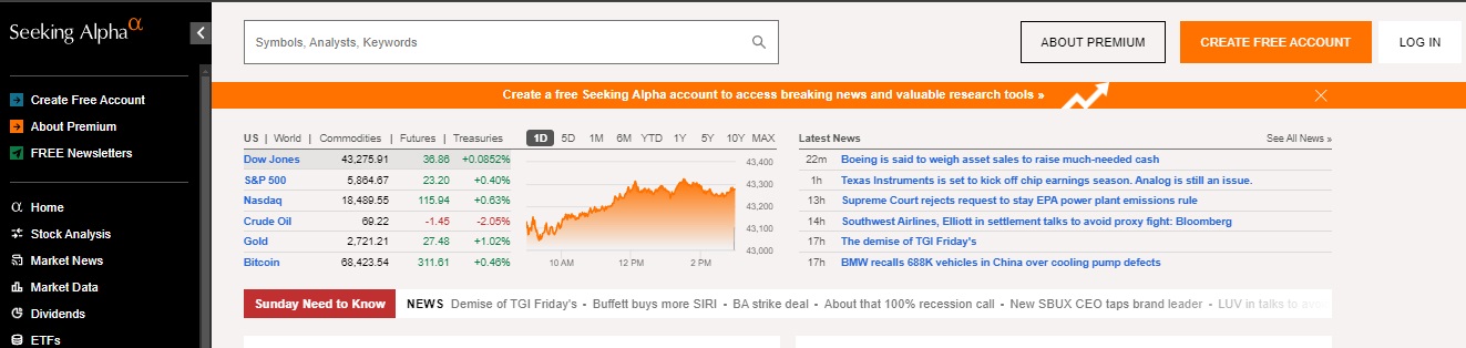 Seeking Alpha home