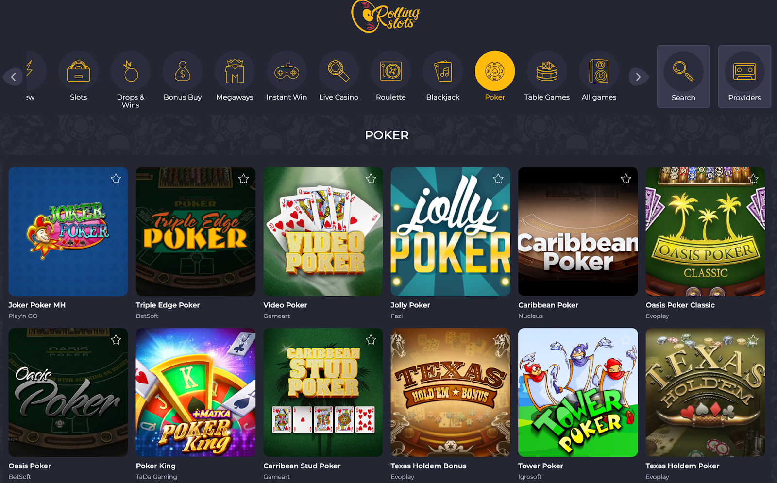 Rolling Slots Casino Poker Games