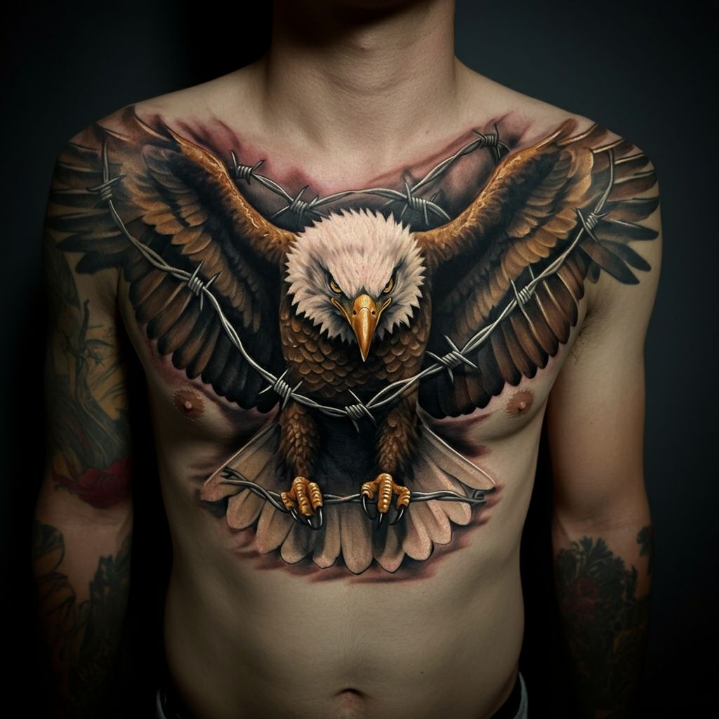 Barbed Wire Eagle Tattoo
