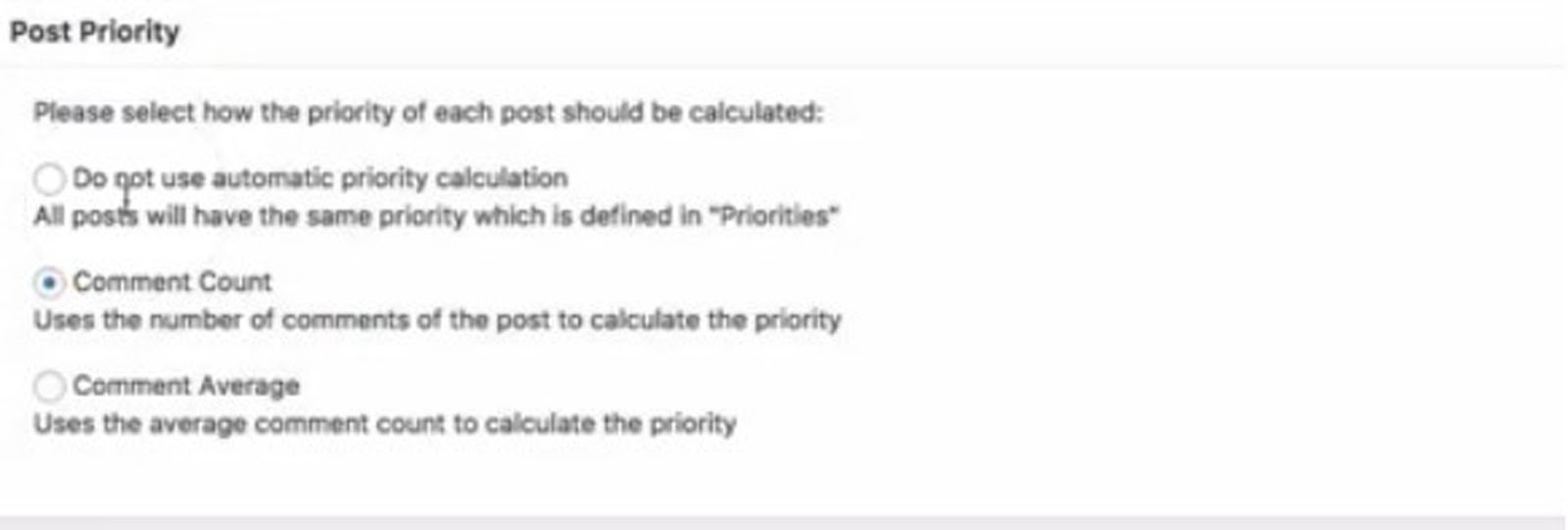 Màn hình hiển thị post priority của Google XML Sitemaps