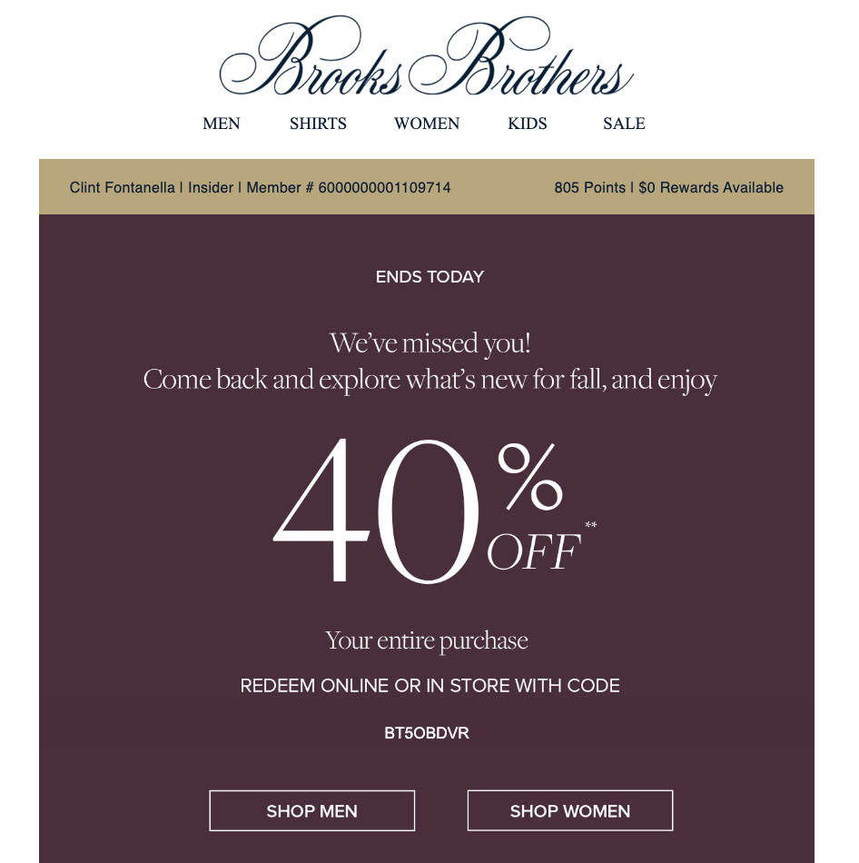 Brooks brothers email marketing