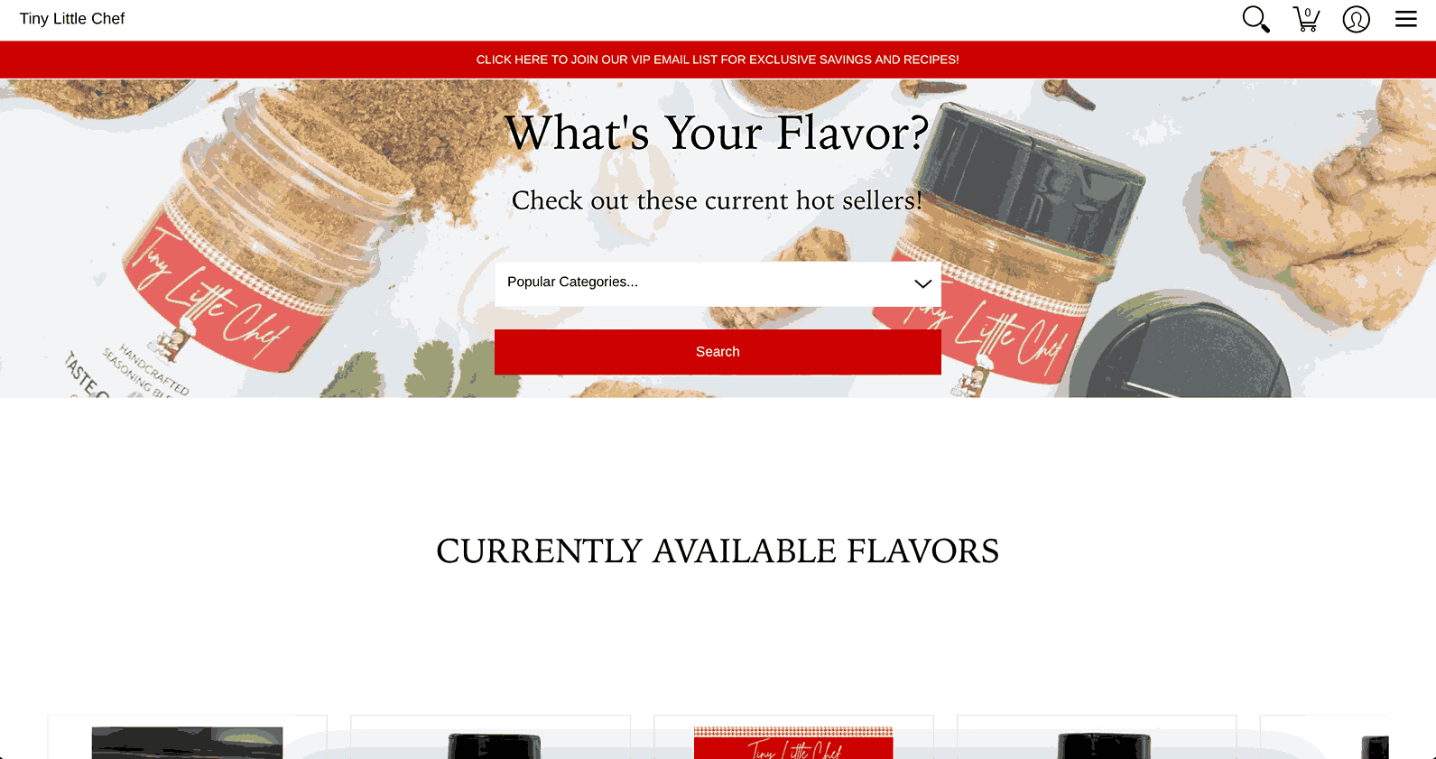 A screenshot of Tiny Little Chef homepage 