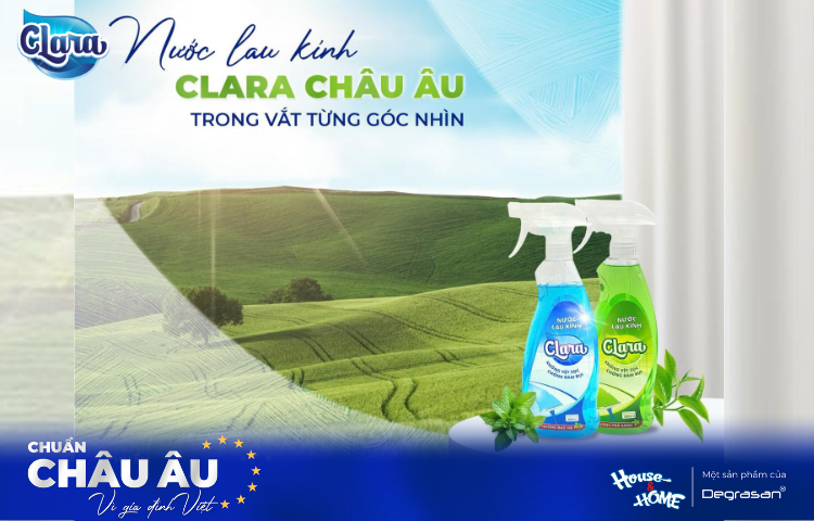 Nước lau kính Clara có thành phần lành tính, an toàn với người dùng và thân thiện với môi trường