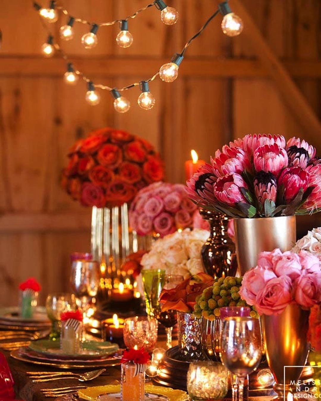 winter wedding colors pink red brown flowers