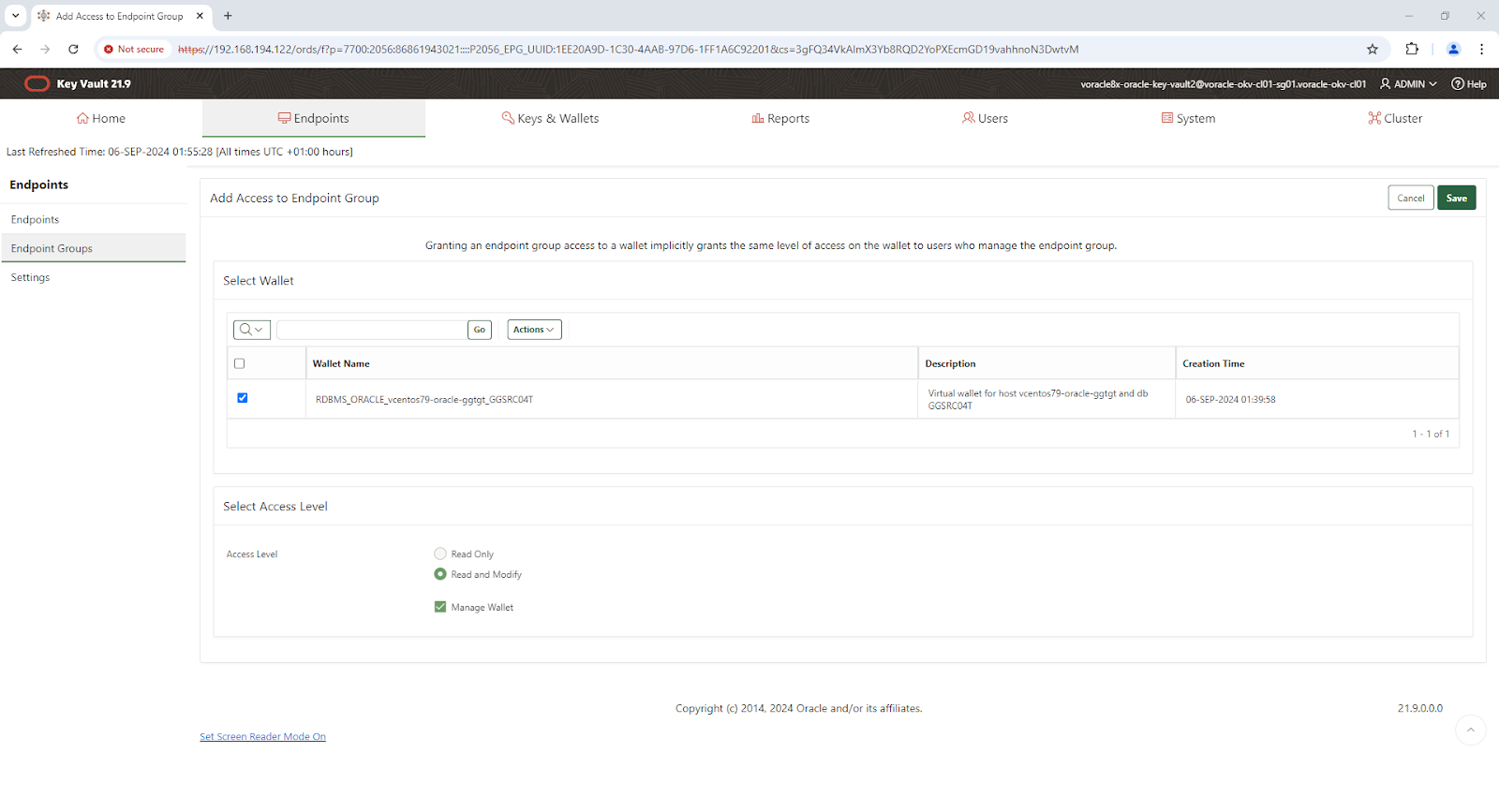 Add Access to Endpoint Group - Google Chrome