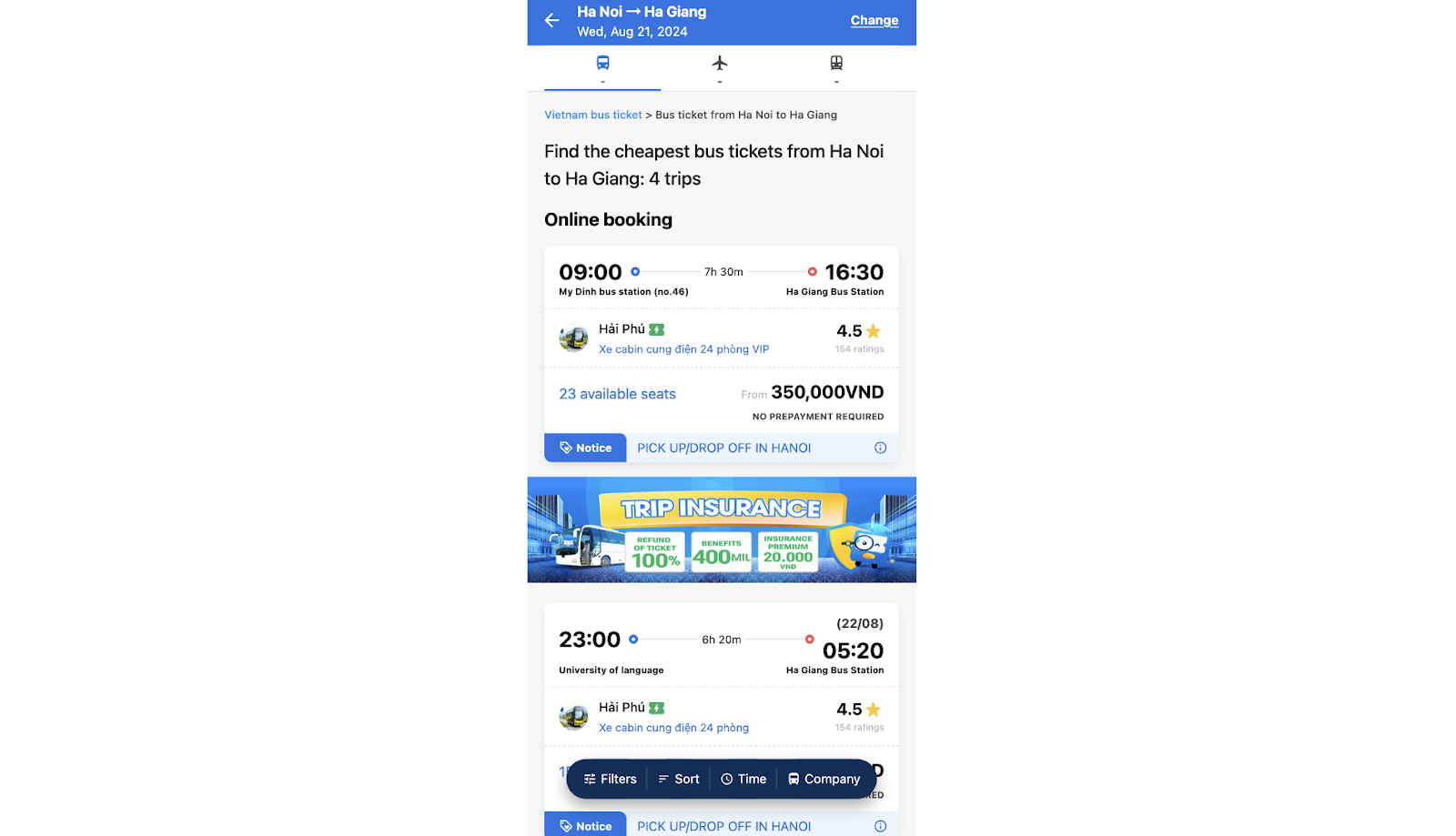 book hai phu bus ticket form hanoi to ha giang