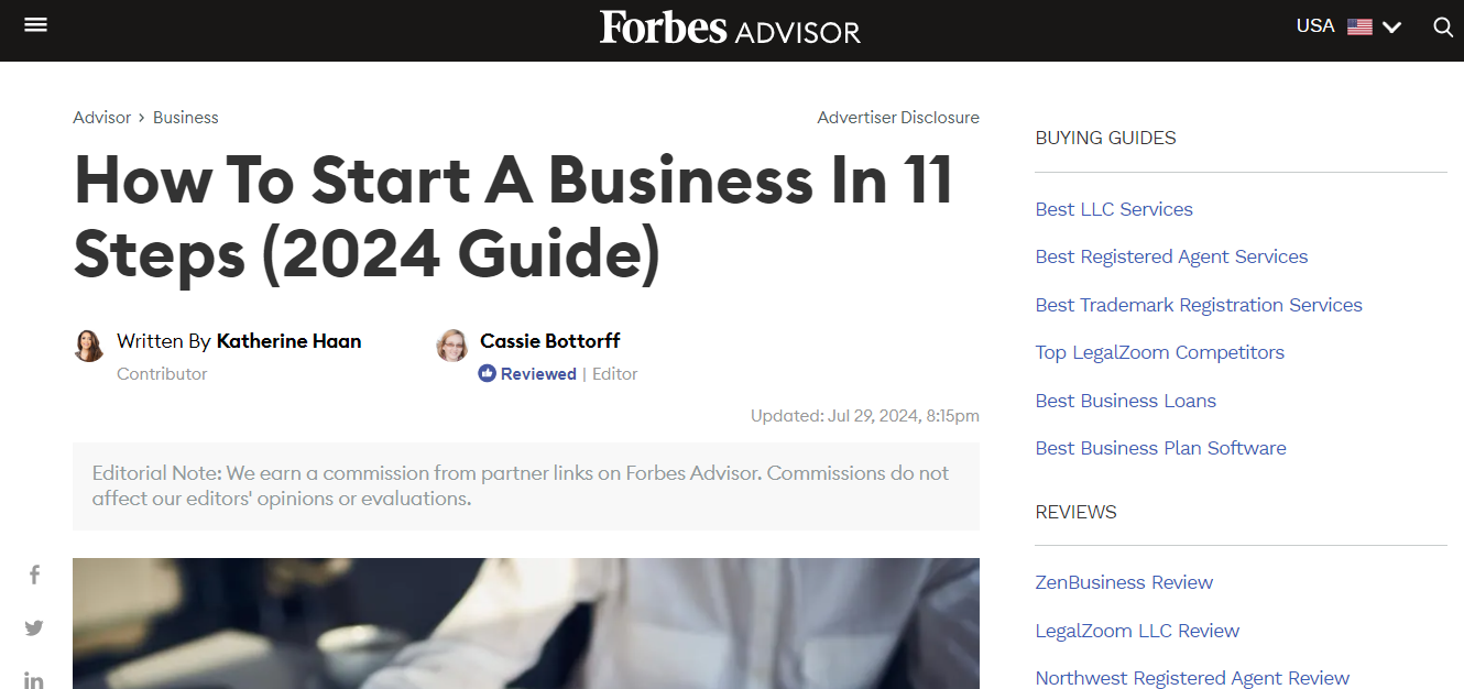 Business starter title for headline readers on the Forbes blog