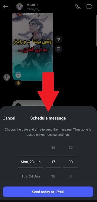 Use the calendar and clock options to choose a date and time,