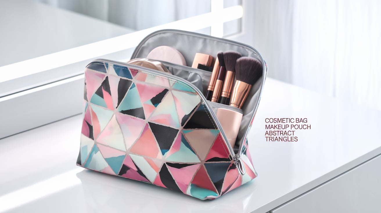 Cosmetic Bag Makeup Pouch Abstract Triangles