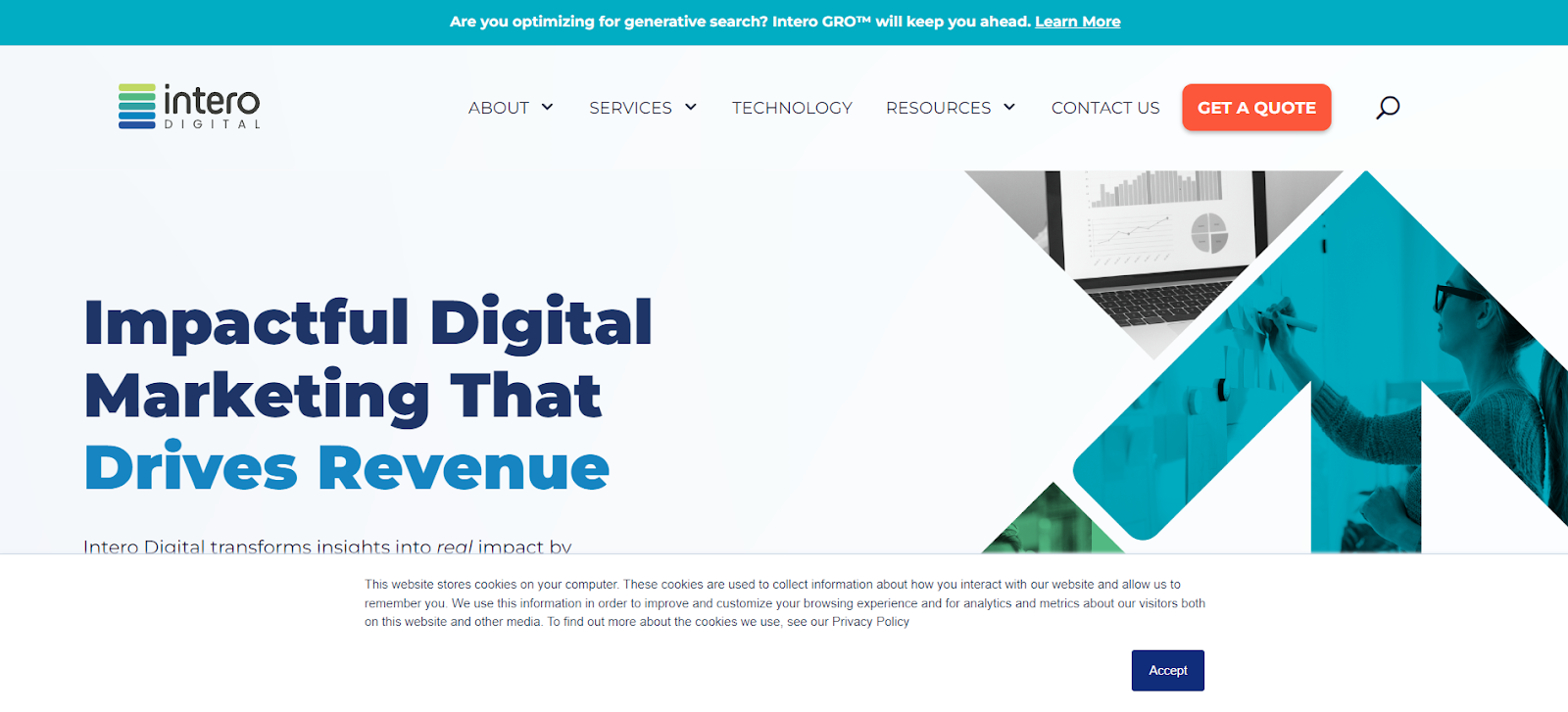 A screenshot of Intero Digital's website